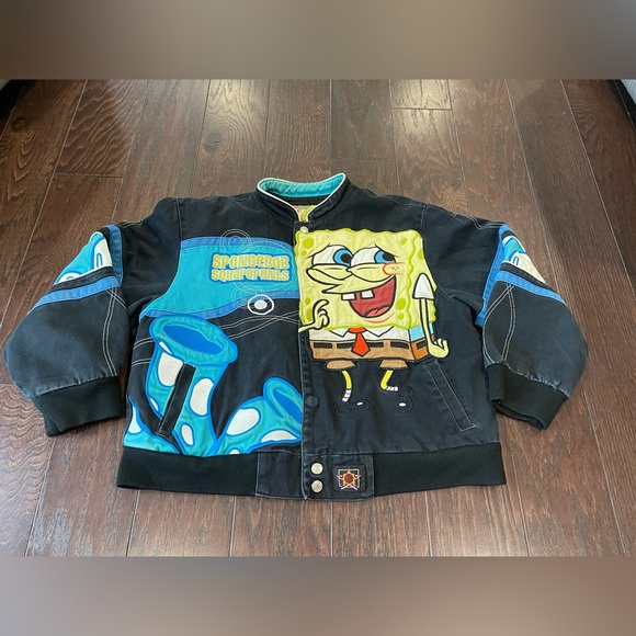 SpongeBob Nickelodeon Kids Black Jacket Front And Rear Graphics Size XL 11-12 - Picture 1 of 5